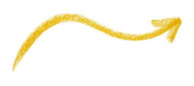 Beyaz arkaplanda izole edilmiş sarı ok sembolü renkli kalem