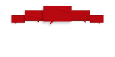 Kırmızı konuşma balonu buruşmuş kağıt beyaz arkaplanda izole edilmiş