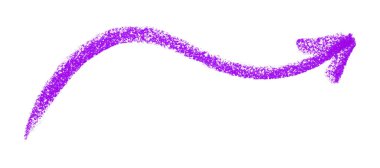 Mor ok sembolü beyaz arkaplanda izole edilmiş kalem rengi