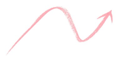 Beyaz arkaplanda izole edilmiş pembe ok sembolü renkli kalem