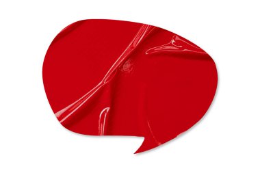 Kırmızı konuşma balonu buruşmuş kağıt beyaz arkaplanda izole edilmiş