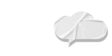 Beyaz konuşma balonu buruşmuş kağıt beyaz arkaplanda izole