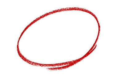 Beyaz arkaplanda izole edilmiş kırmızı kalem işaretli daire