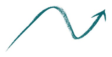 Beyaz arkaplanda izole edilmiş yeşil ok sembolü renkli kalem