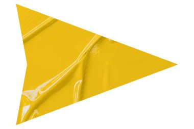 Sarı buruşmuş kağıt ok beyaz arkaplanda izole