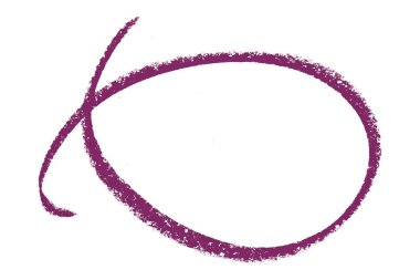 Beyaz arkaplanda izole edilmiş mor kalem vurgulama çemberi işareti