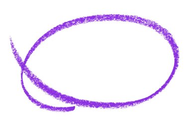 Beyaz arkaplanda izole edilmiş mor kalem vurgulama çemberi işareti