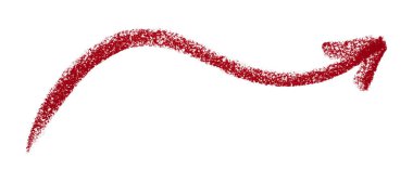 Beyaz arkaplanda izole edilmiş kırmızı ok sembolü renkli kalem