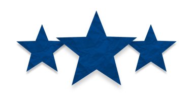 Buruşmuş mavi yıldız deseni etiketi, beyaz arkaplanda izole edilmiş..