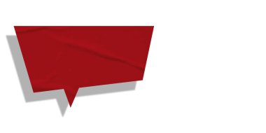 Kırmızı konuşma balonu buruşmuş kağıt beyaz arkaplanda izole edilmiş