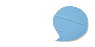 Açık mavi konuşma balonu buruşmuş kağıt beyaz arkaplanda izole edilmiş