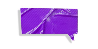 Mor konuşma balonu buruşmuş kağıt beyaz arkaplanda izole edilmiş