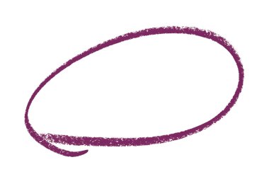 Beyaz arkaplanda izole edilmiş mor kalem vurgulama çemberi işareti