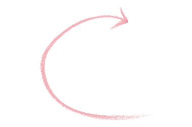 Beyaz arkaplanda izole edilmiş pembe ok sembolü renkli kalem