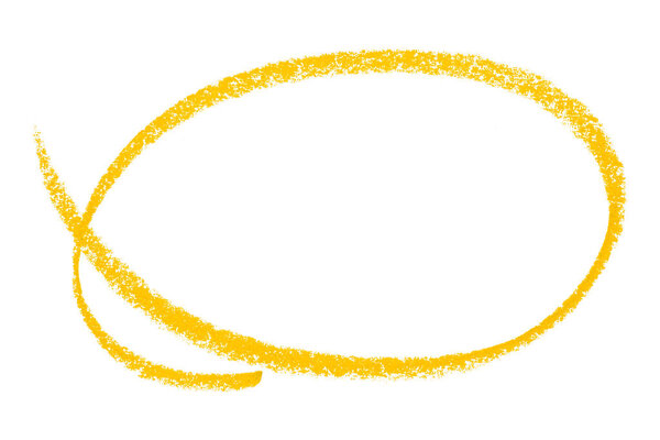 Yellow pencil highlight circle mark isolated on white background