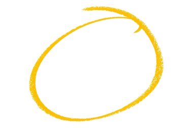 Beyaz arkaplanda izole edilmiş sarı kalem işaretli daire