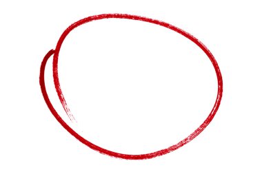 Beyaz arkaplanda izole edilmiş kırmızı kalem işaretli daire