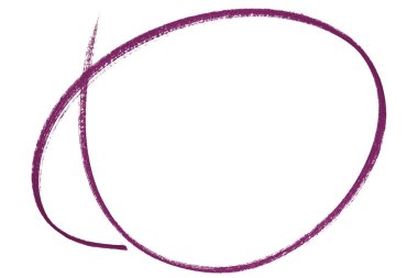 Beyaz arkaplanda izole edilmiş mor kalem vurgulama çemberi işareti