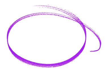 Beyaz arkaplanda izole edilmiş mor kalem vurgulama çemberi işareti