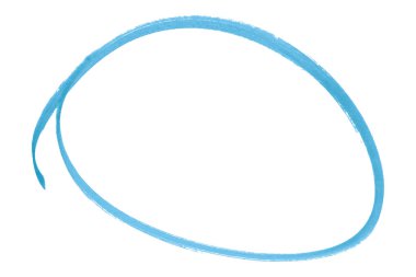 Açık mavi kalem vurgulama daire işareti beyaz arkaplanda izole