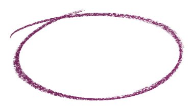 Beyaz arkaplanda izole edilmiş mor kalem vurgulama çemberi işareti