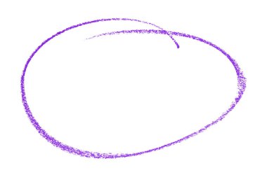 Beyaz arkaplanda izole edilmiş mor kalem vurgulama çemberi işareti