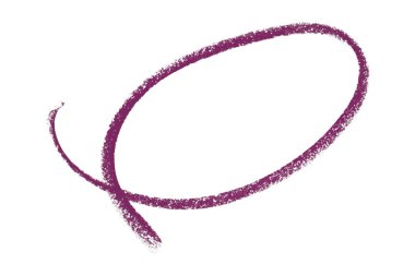 Beyaz arkaplanda izole edilmiş mor kalem vurgulama çemberi işareti