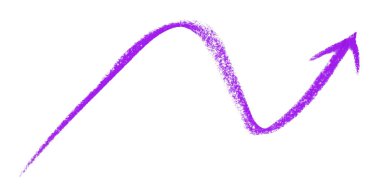 Mor ok sembolü beyaz arkaplanda izole edilmiş kalem rengi