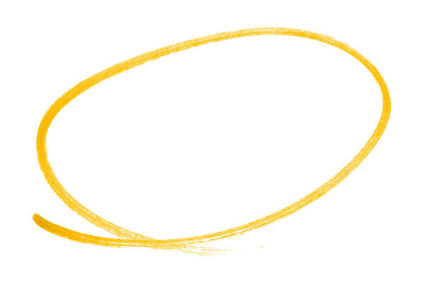 Yellow pencil highlight circle mark isolated on white background