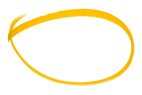 Yellow pencil highlight circle mark isolated on white background