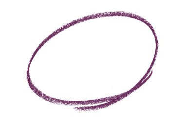 Beyaz arkaplanda izole edilmiş mor kalem vurgulama çemberi işareti