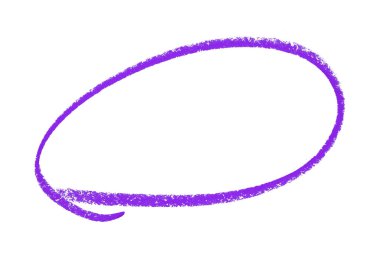 Beyaz arkaplanda izole edilmiş mor kalem vurgulama çemberi işareti