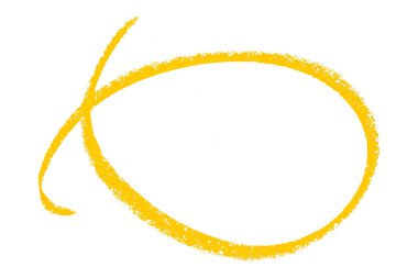 Beyaz arkaplanda izole edilmiş sarı kalem işaretli daire