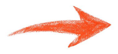 Beyaz arkaplanda izole edilmiş kırmızı ok sembolü renkli kalem