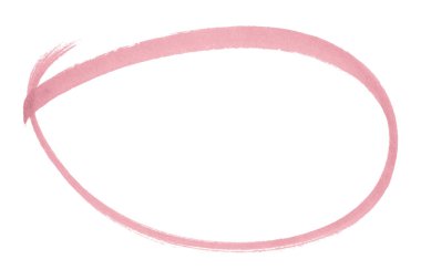 Beyaz arkaplanda izole edilmiş pembe kalem işaretli daire işareti