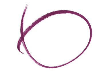 Beyaz arkaplanda izole edilmiş mor kalem vurgulama çemberi işareti