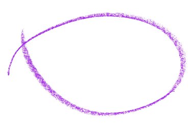 Beyaz arkaplanda izole edilmiş mor kalem vurgulama çemberi işareti