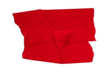 kırmızı buruşmuş yırtık bant beyaz arkaplanda izole.