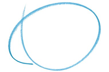 Açık mavi kalem vurgulama daire işareti beyaz arkaplanda izole