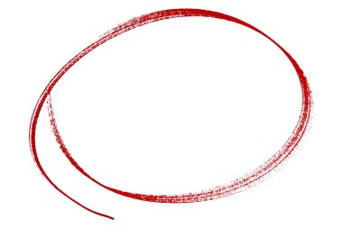 Beyaz arkaplanda izole edilmiş kırmızı kalem işaretli daire