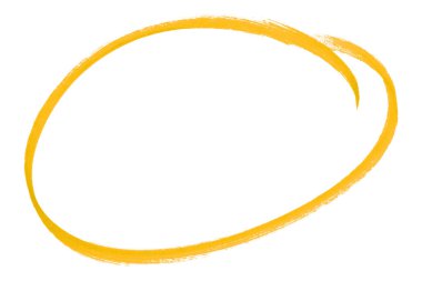 Beyaz arkaplanda izole edilmiş sarı kalem işaretli daire