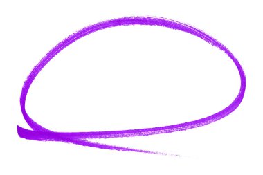 Beyaz arkaplanda izole edilmiş mor kalem vurgulama çemberi işareti