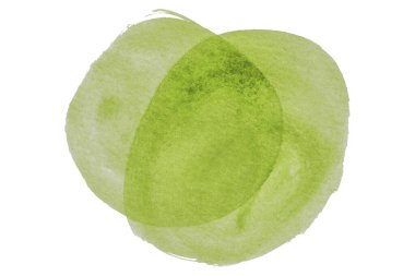 Beyaz arkaplanda izole edilmiş yeşil suluboya çember deseni