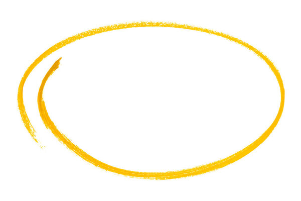 Yellow pencil highlight circle mark isolated on white background