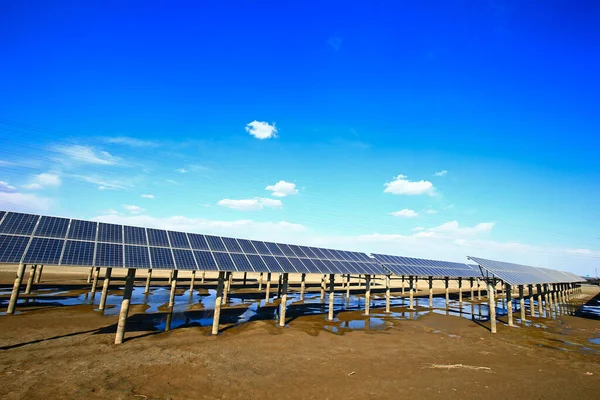 stock image Solar panels on the water