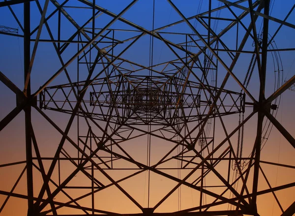 stock image Wire electrical energy at sunset 