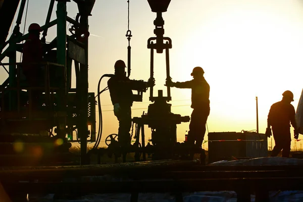 Oljeborrning Prospektering Oljearbetarna Arbetar — Stockfoto