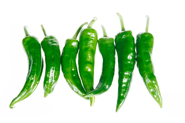 Fresh Green Chilies White Background — Stock Photo, Image