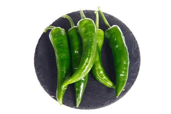 Fresh Green Chilies White Background — Stock Photo, Image
