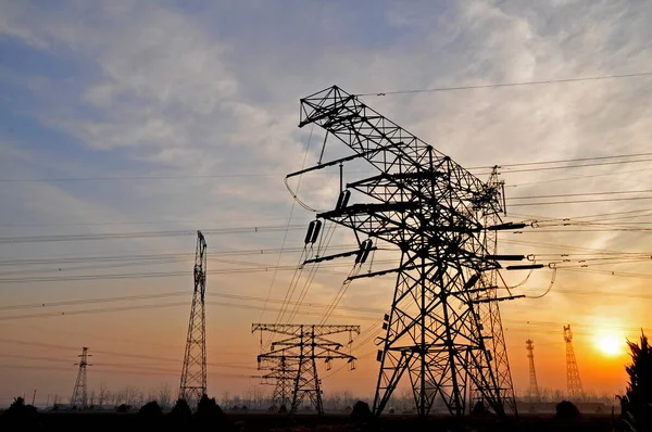 stock image High voltage electric tower line